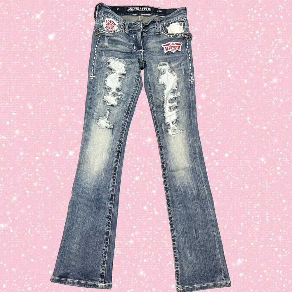 AFFLICTION JADE DISTRESSED LOWRISE JEANS